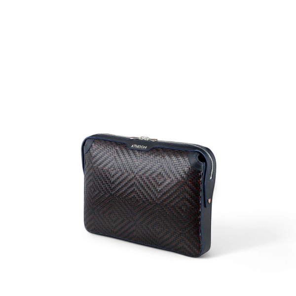 Athison Sogno Braided Leather Portfolio, Burgundy / Blue