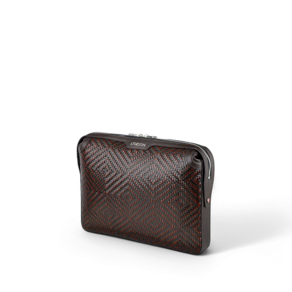 Athison Sogno Braided Leather Portfolio, Brown