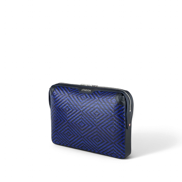 Athison Sogno Braided Leather Portfolio, Electric Blue