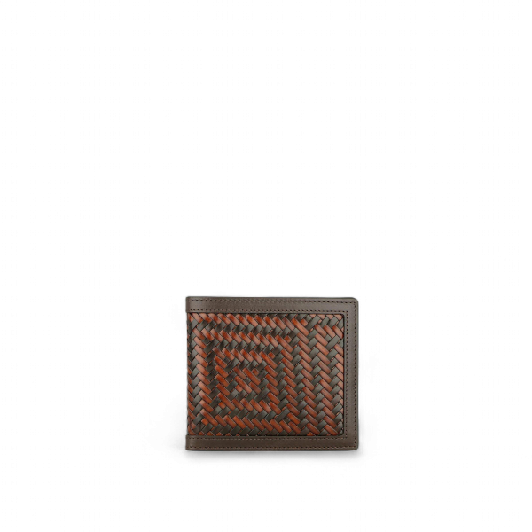 Athison Braided Leather Wallet, Brown