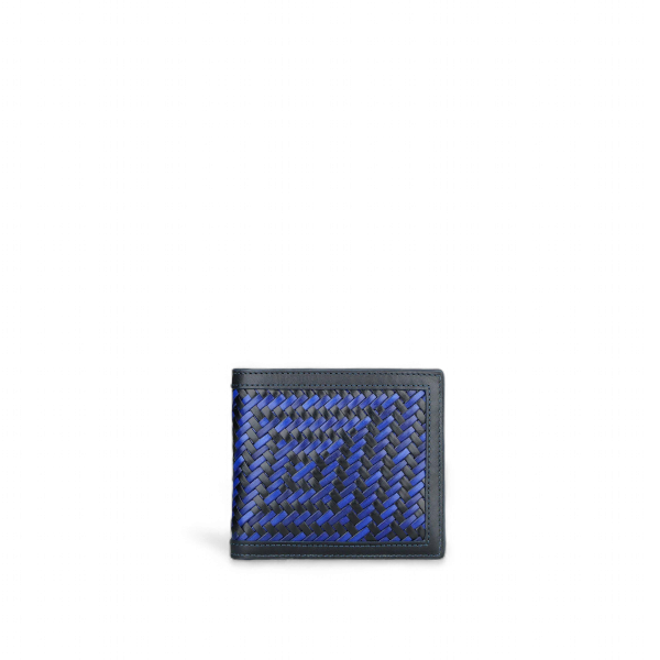 Athison Braided Leather Wallet, Electric Blue