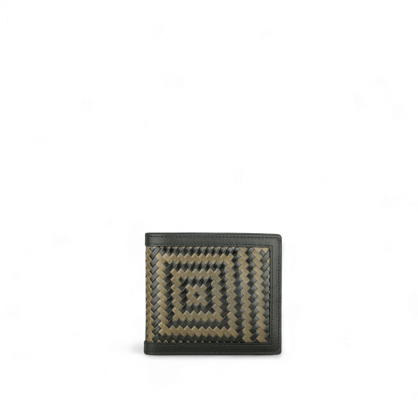 Athison Braided Leather Wallet, Black / Gray