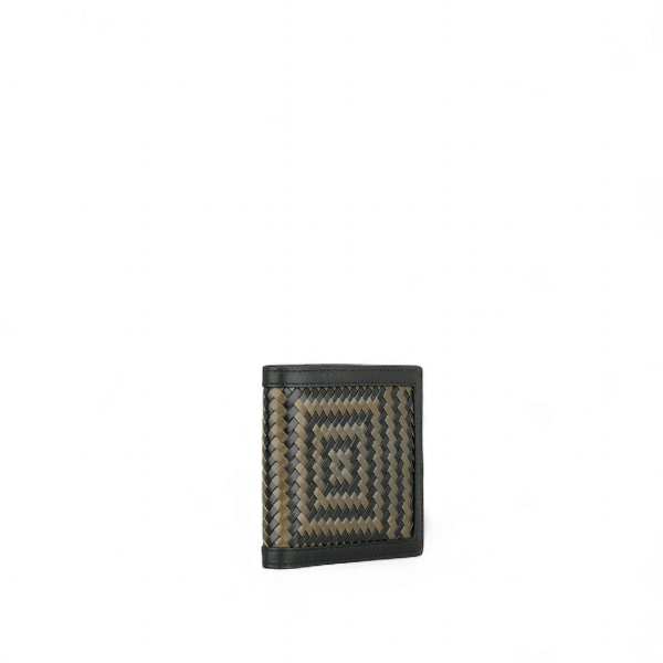 Athison Braided Leather Wallet, Black / Gray