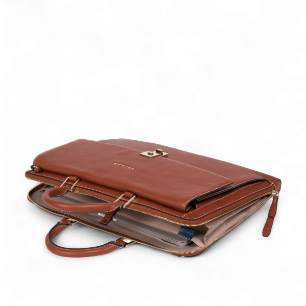Piquadro 15.6" Women's Laptop Slim Portfolio Briefcase, Tobacco - CA5511DF-CU