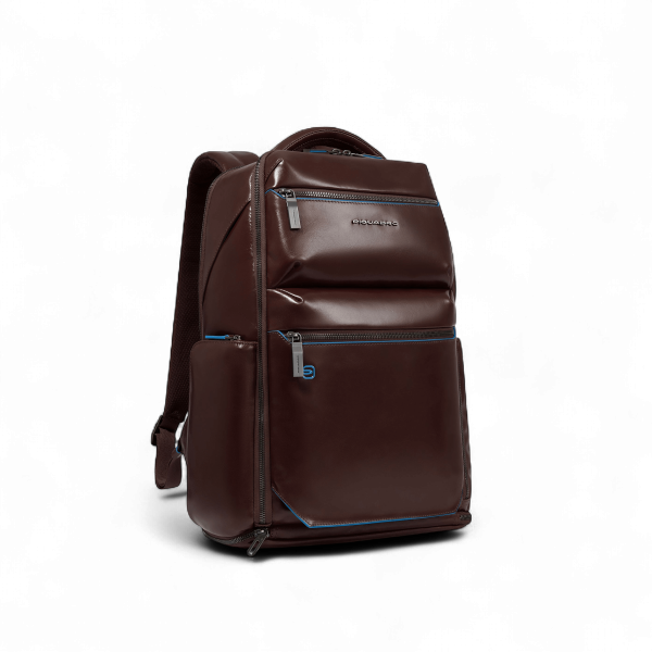 Piquadro 15.6" Laptop Backpack, USB, Anti-Theft, Helmet Strap, Shoe Compartment, Mahogany Brown