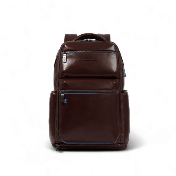 Piquadro 15.6" Laptop Backpack, USB, Anti-Theft, Helmet Strap, Shoe Compartment, Mahogany Brown