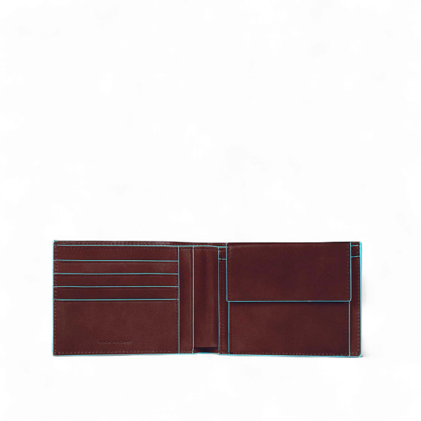 Piquadro Wallet with Coin Pocket, RFID, Mahogany Brown