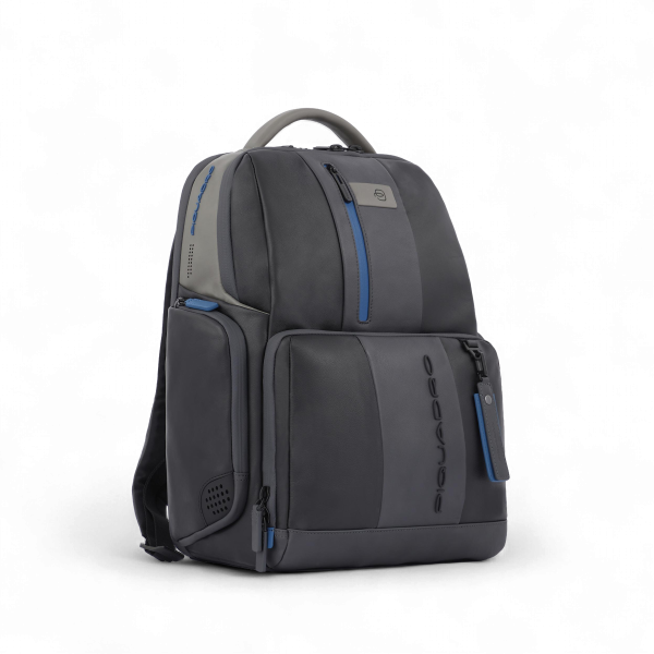Piquadro Urban 15,6" Laptop Backpack, USB, Anti-Theft, Connequ, Black / Gray - CA4550UB00BM-NGR