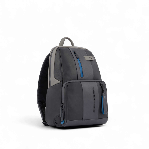 Piquadro Urban 14" Laptop Backpack, USB, Anti-Theft, CONNEQU, Black / Gray