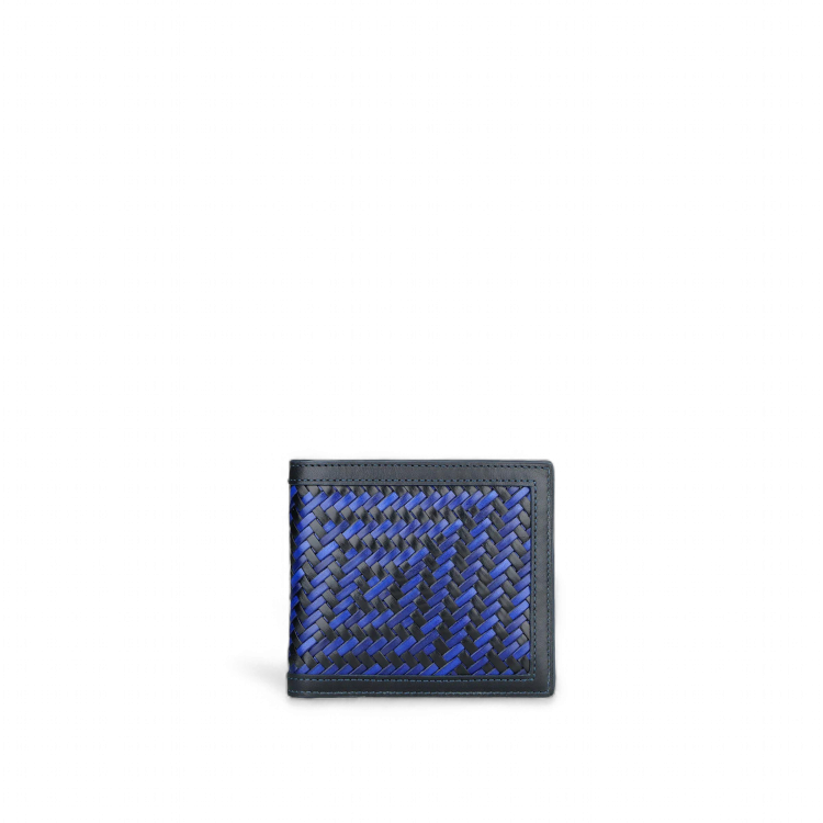 Athison Braided Leather Wallet, Electric Blue